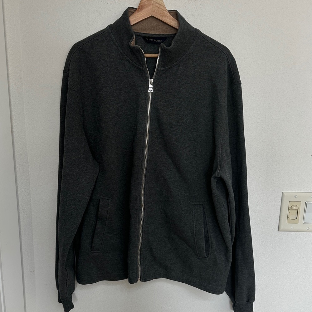 Scott Barber Men's Charcoal Zip-Up Sweater. XL
